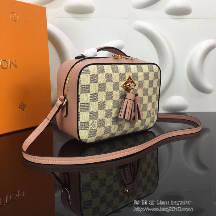 路易威登LV女包 頂級原單 N40154 N40155 Saintonge手袋 Damier Azur帆布 彩色皮革飾邊 可手提 可肩背 斜挎   ydh2697